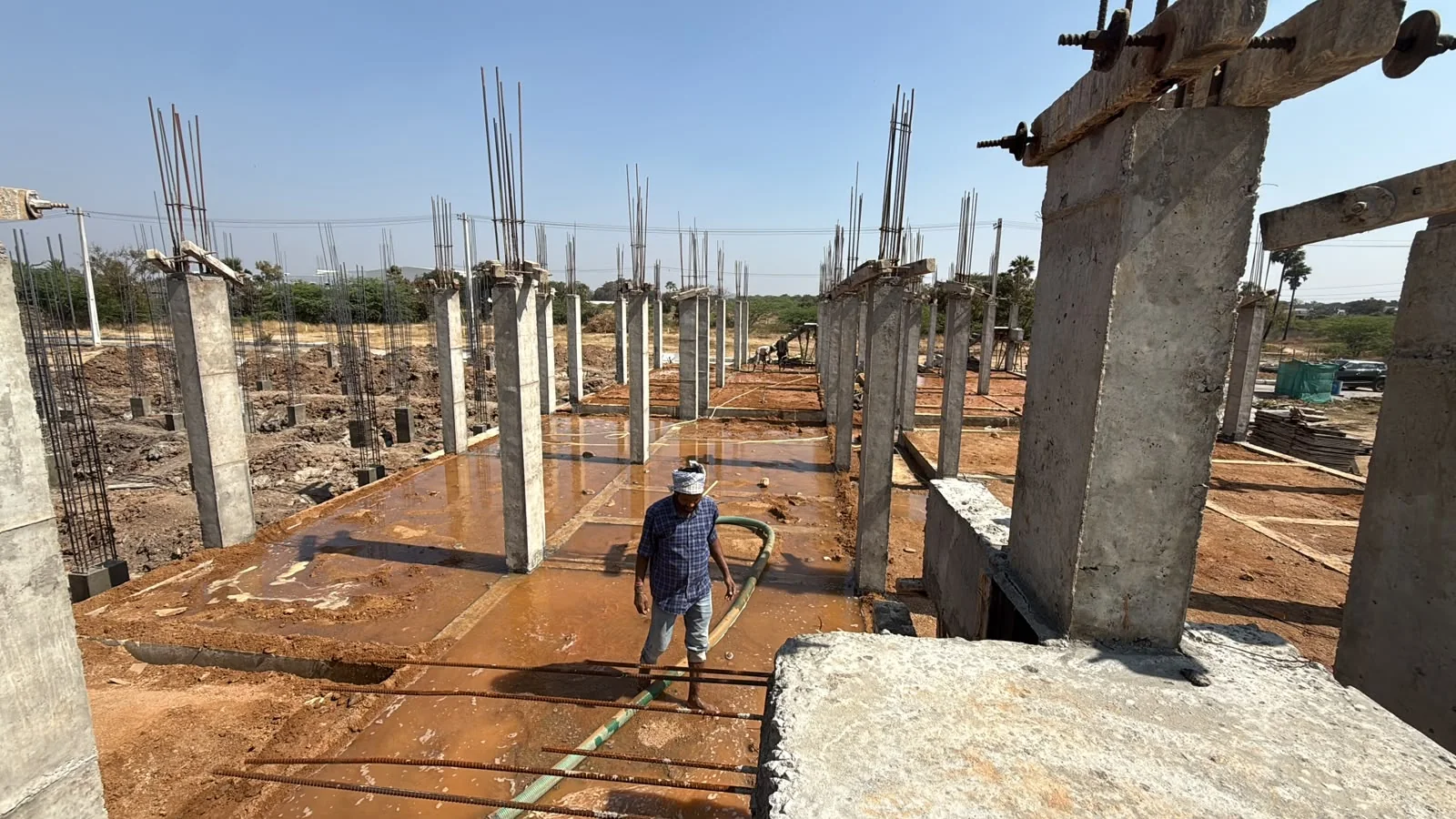 Structural columns under construction